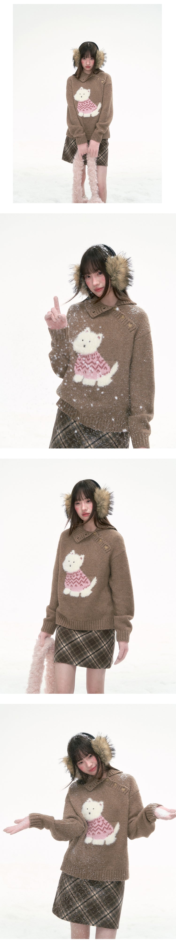 CANSTORE Women's New Winter Loose Puppy Knitted Sweater 'Cocoa Mousse'