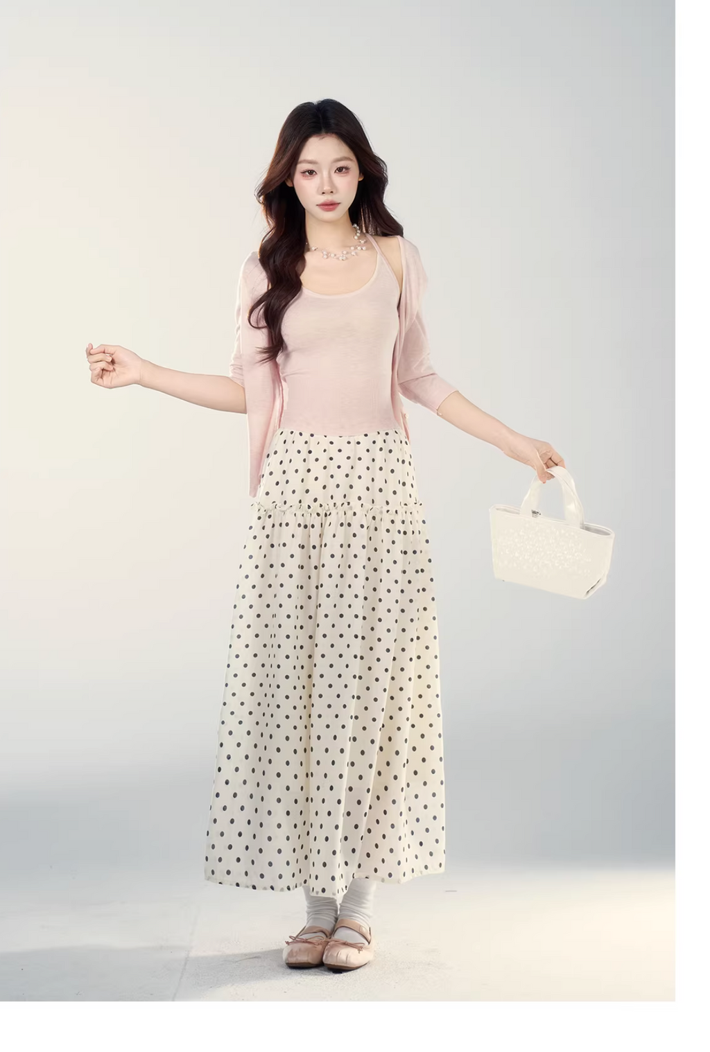 Wildberry Black polka dot midi skirt