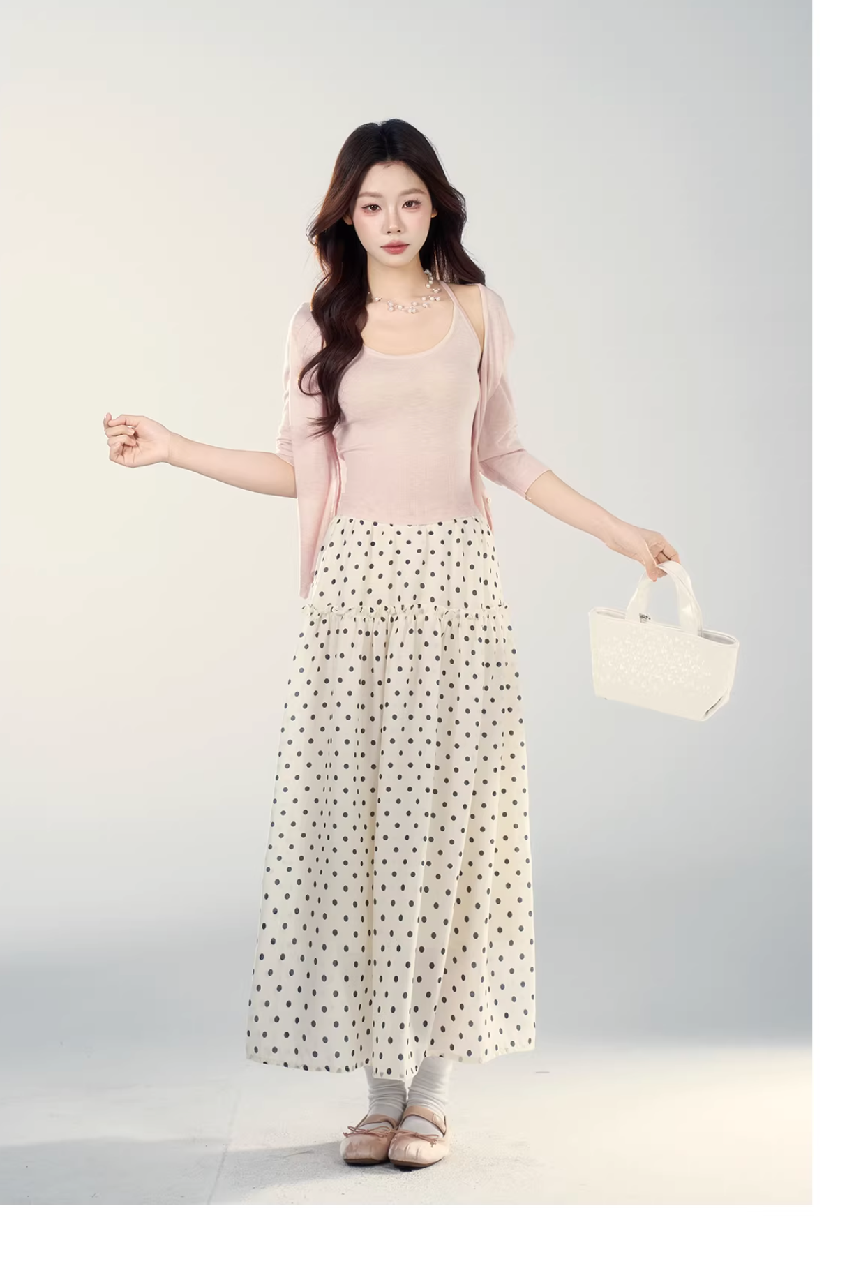 Wildberry Black polka dot midi skirt