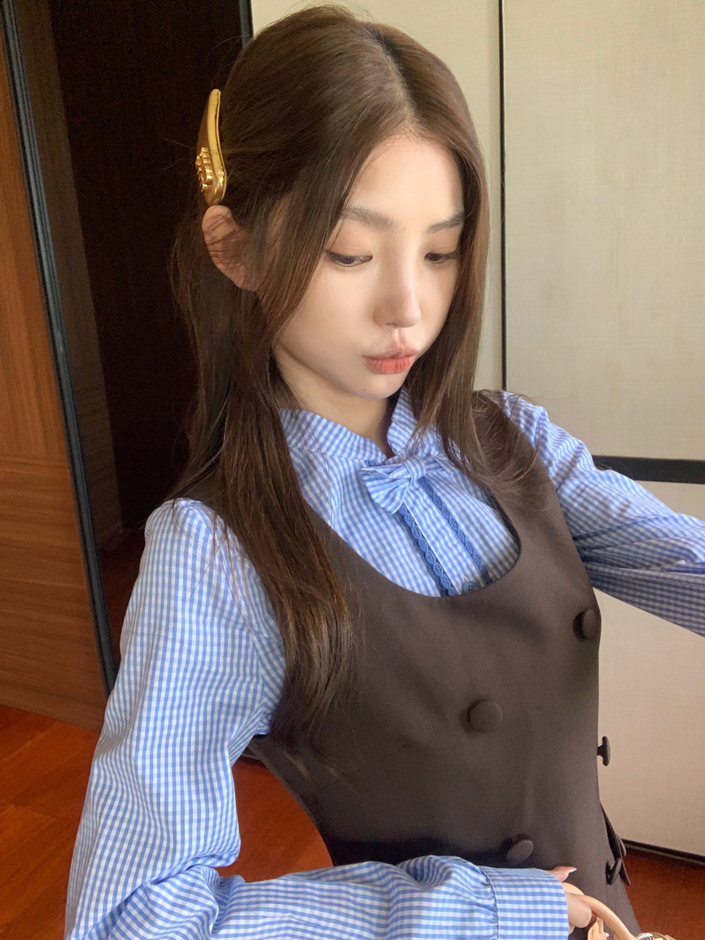 RISEAAUU "Miss Betty" women's autumn college style striped sleeveless vest dress slim short dress