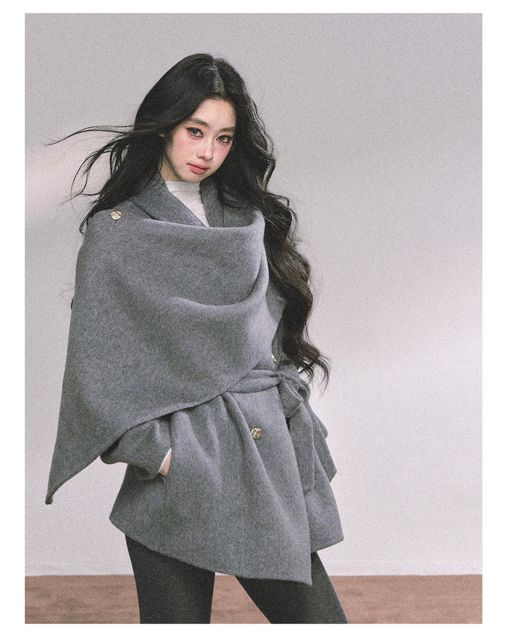 SHAOYEYAN Aomalm women's "Winter Balthore" French style English wool coat, loose double-sided wool coat.