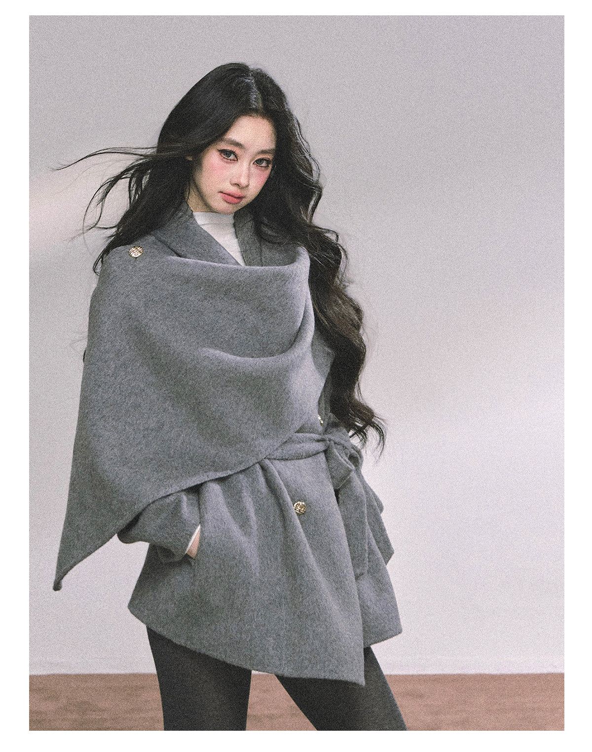 SHAOYEYAN Aomalm women's "Winter Balthore" French style English wool coat, loose double-sided wool coat.