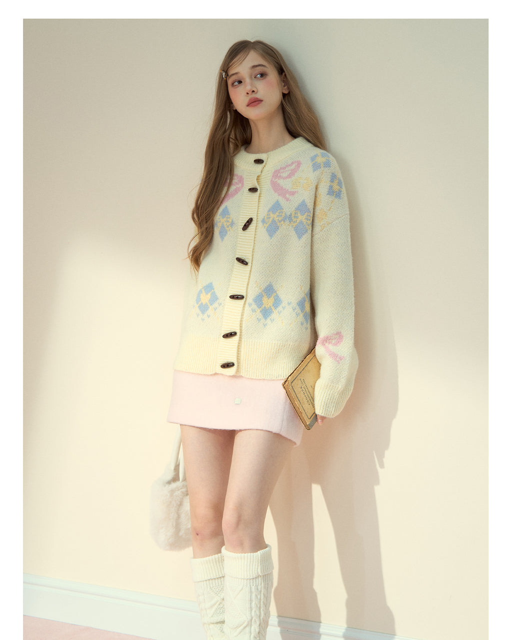 SunsetPark Women's "Warm bow fair ísle" Classic Button-Down Wool Coat