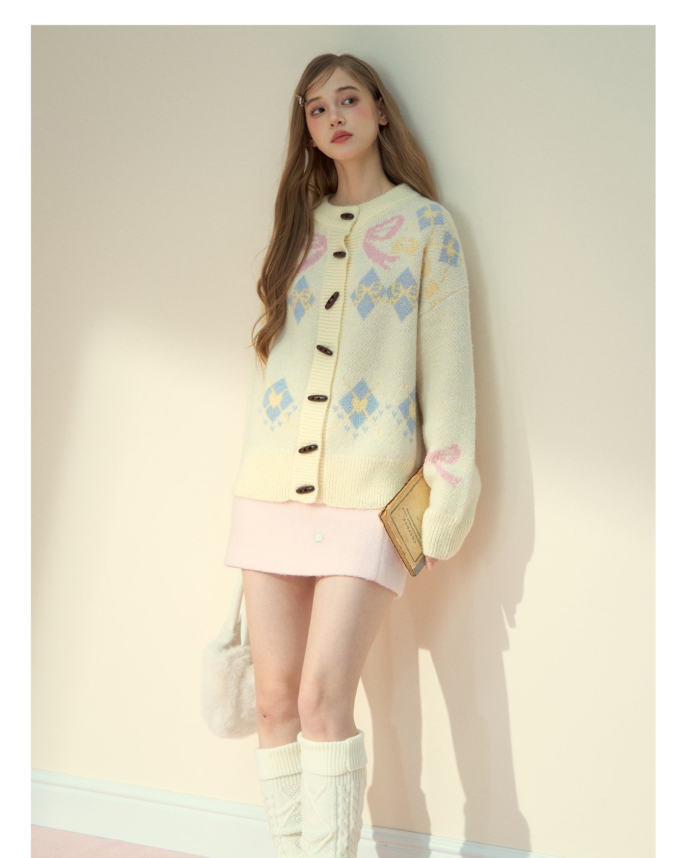 SunsetPark Women's "Warm bow fair ísle" Classic Button-Down Wool Coat
