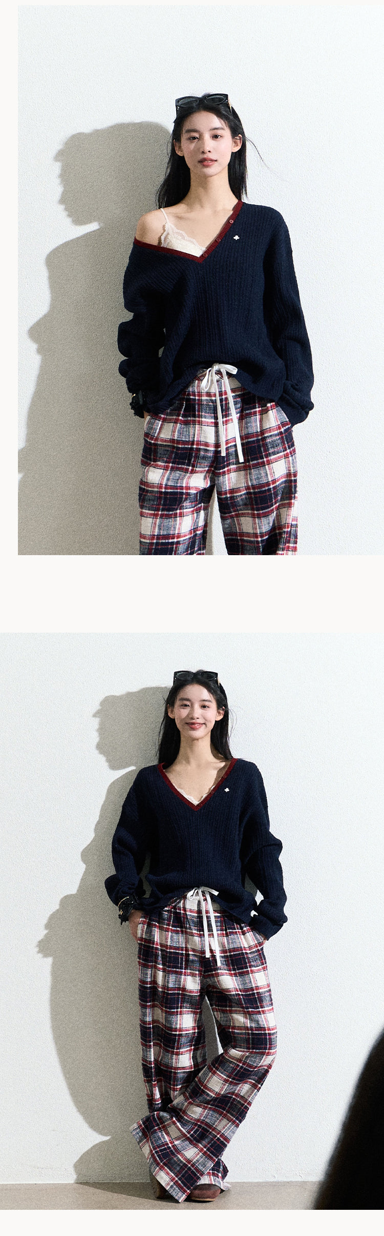 OAKMOO "The River Crossed Me" - Fashionable V-neck knit sweater, perfect for everyday wear and work.