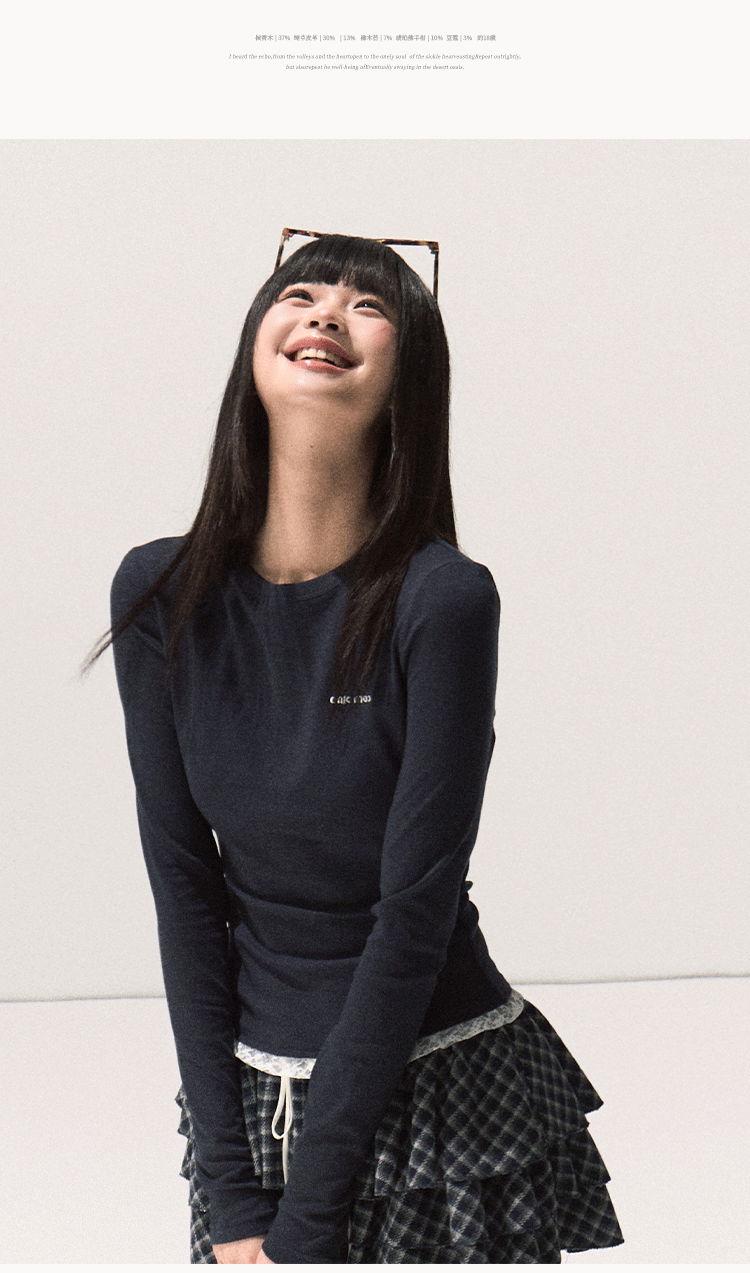 OAKMOO Elastic waistband lace long sleeve T-shirt OAKMOO/"See Yourself and Good Weather" (Sale)