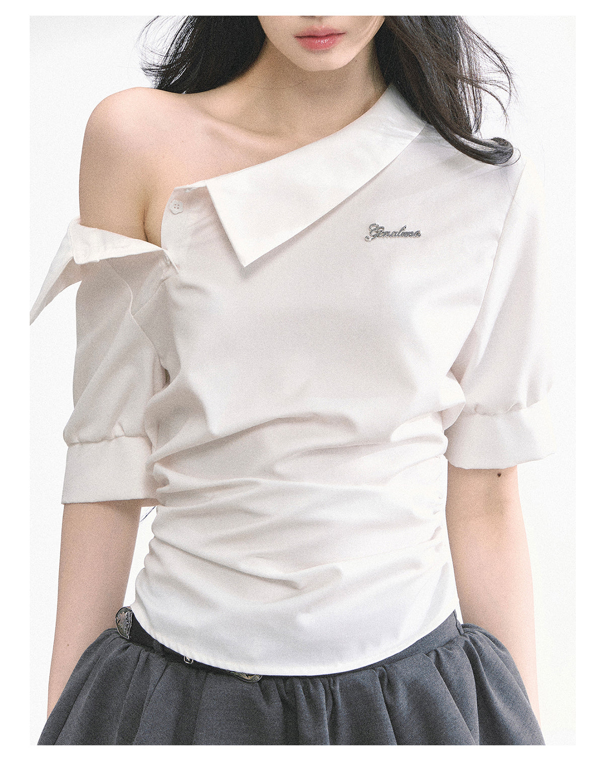 High-quality round-leg French-style off-the-shoulder, slim-fit, short-sleeved summer men's t-shirt for women SHAOYEYAN