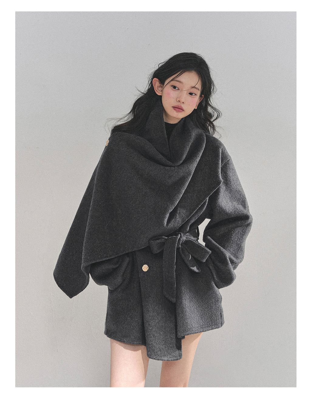 SHAOYEYAN Aomalm women's "Winter Balthore" French style English wool coat, loose double-sided wool coat.