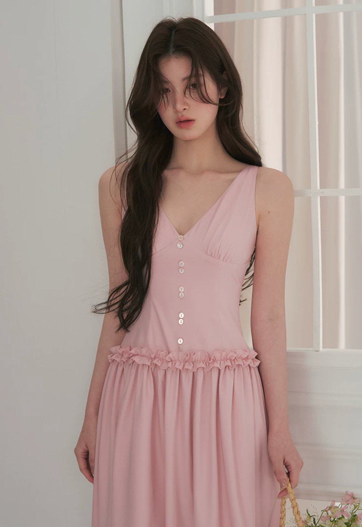 LaluneDuCiel Romantic loose-fitting Afro dress with cherry blossom pattern - Modal summer vacation dress