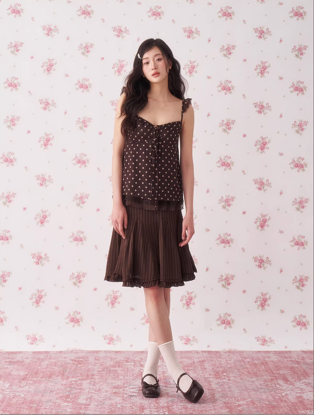 CHAOSCHAO Soft, sexy silk summer blouse with leopard print and polka dots, puff sleeves, retro resort style by