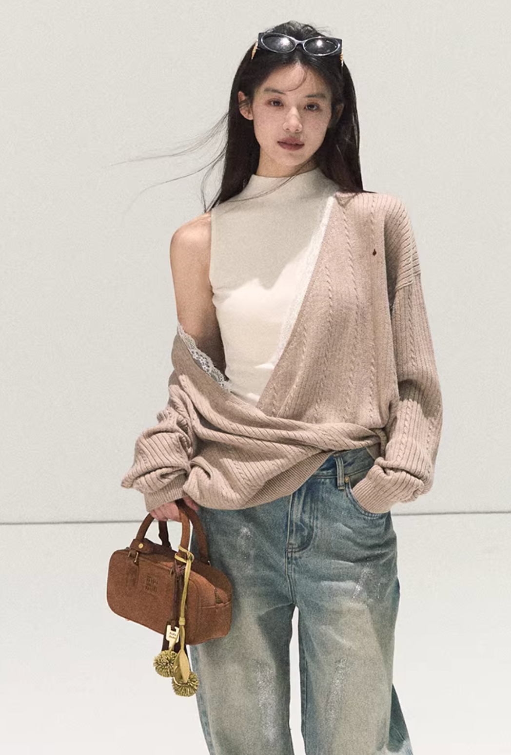 OAKMOO Women's winter three-piece set: OAKMOO / "Clear Fir" silk and wool knitted vest set