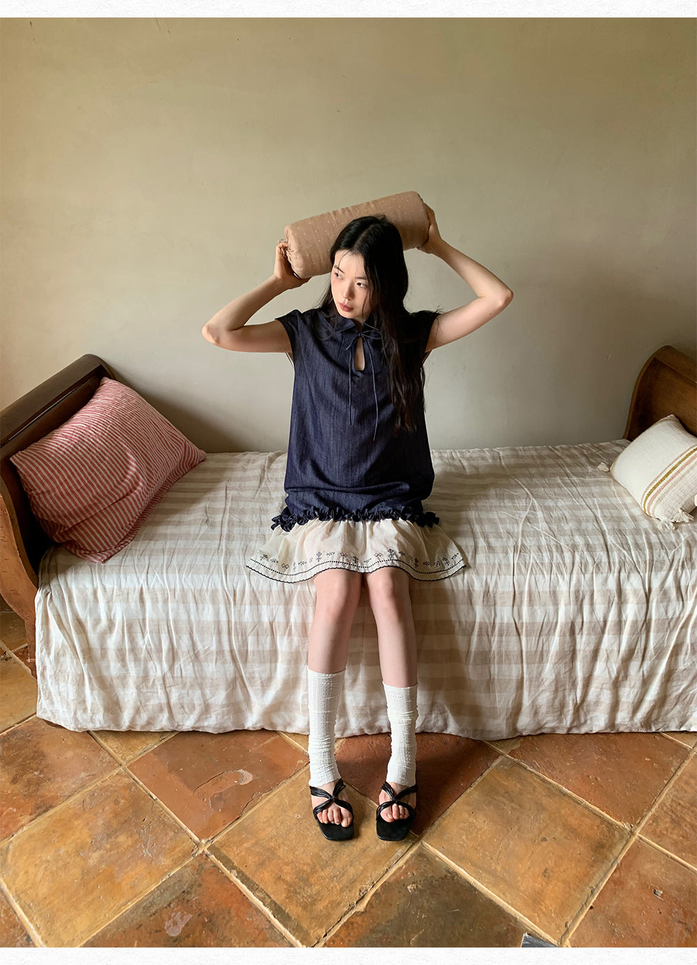 DORYDORY New Chinese style women's embroidered patchwork dress, super beautiful and unique design, blue dress.