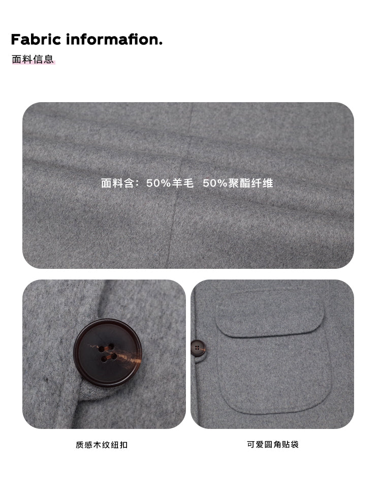 RAINY Women's Classic Single Breasted Hooded Wool Coat, Winter Design, Classic Style, Loose Fit, Versatile Wool Coat