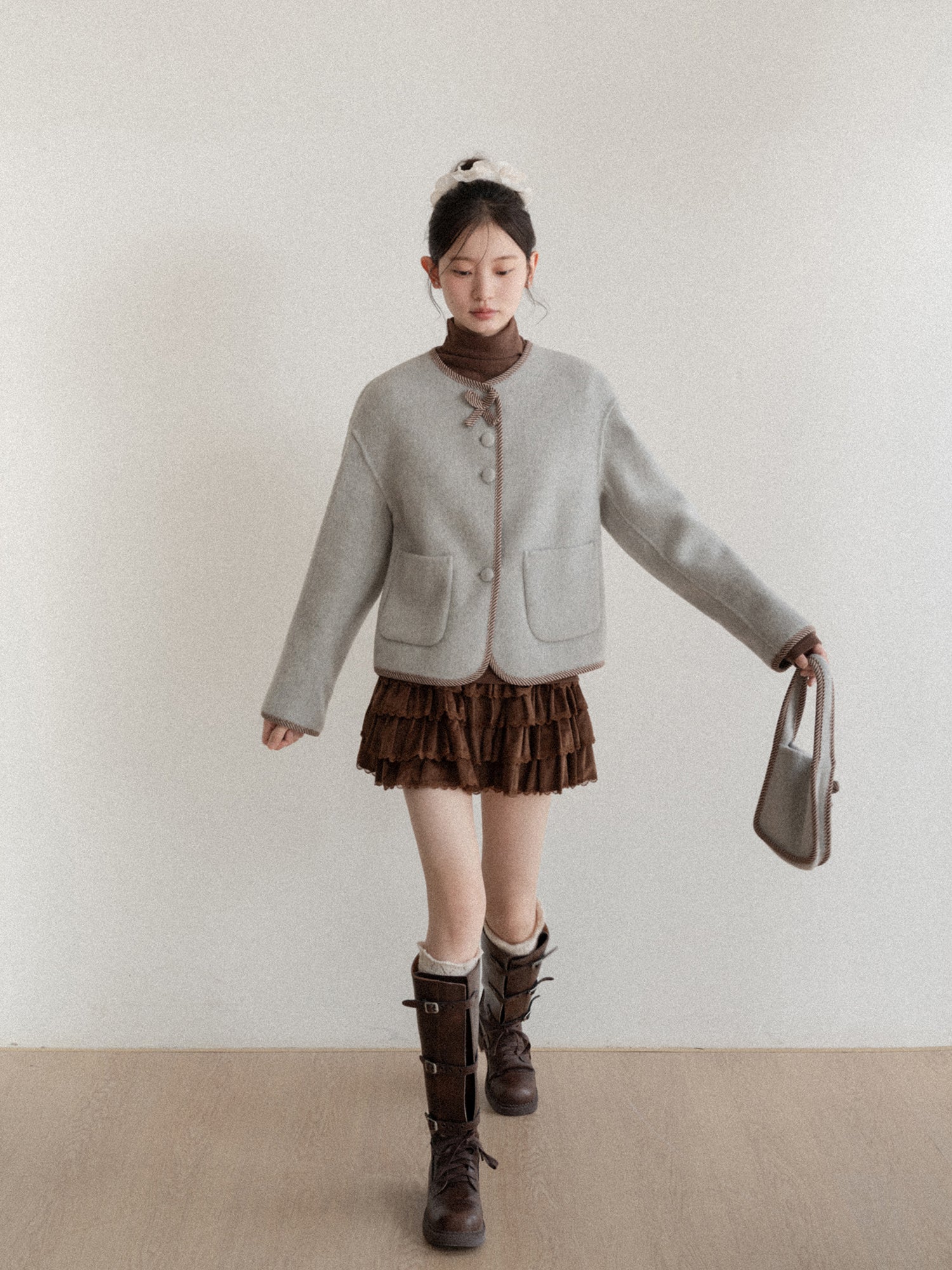 CANTONSTORY Yangcheng Story Korean style 70% wool double-sided wool coat for women winter new sweet (with handbag))