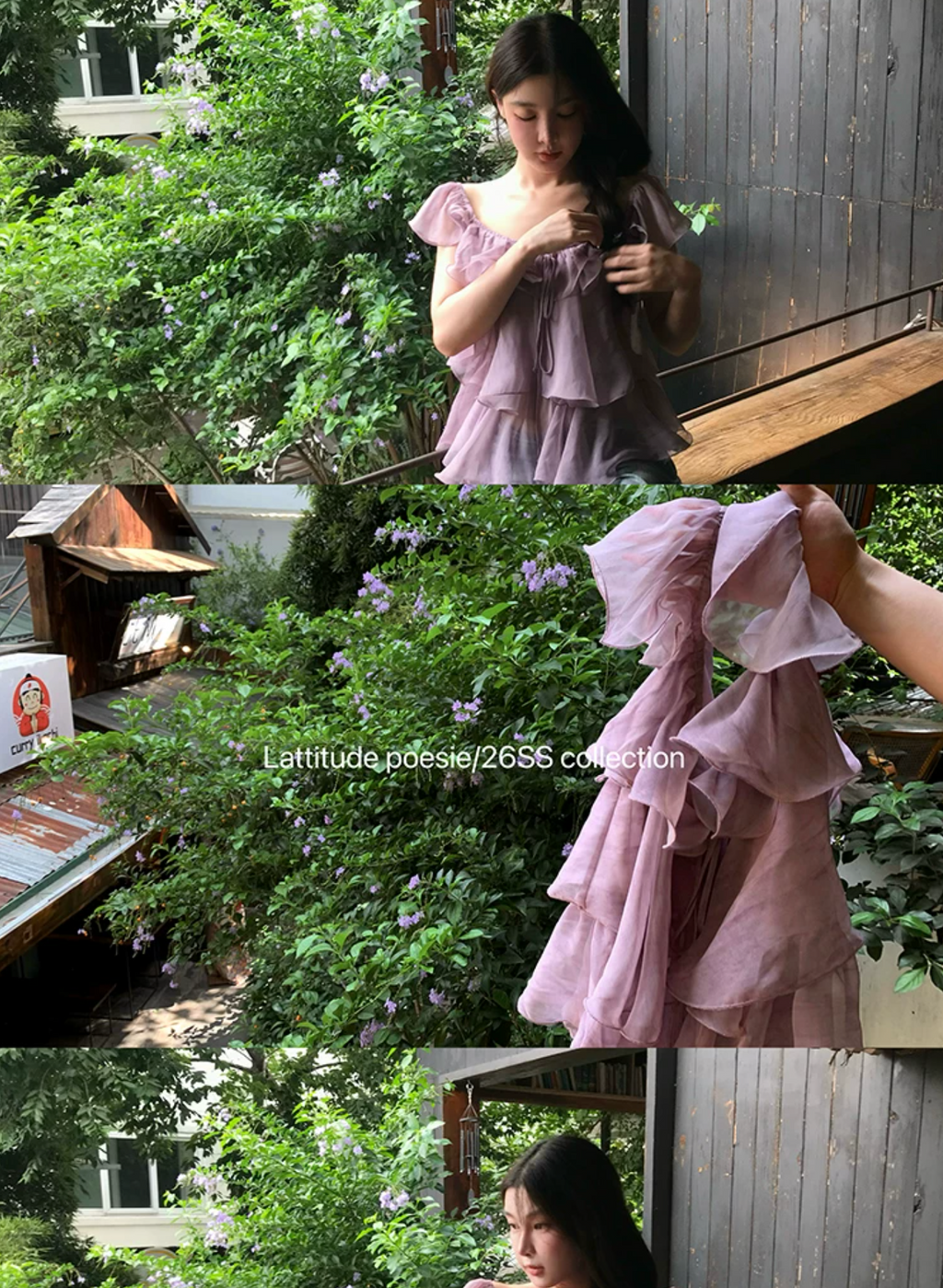 LATTITUDE Purple chiffon layered shirt with 3 layers, high quality fish silk material