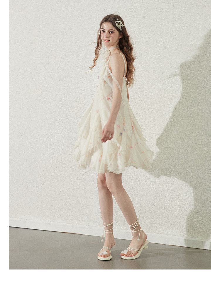 "Vanilla Star Ice" uneven hem pleated maxi dress for summer holidays, Callmelater