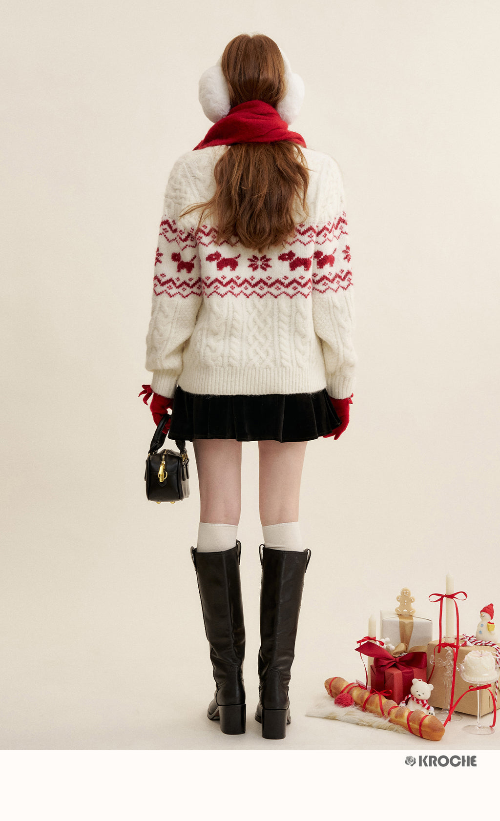 KROCHE Kroche Fair Isle Color Block Knit Crewneck Sweater by Zhao Jinmai