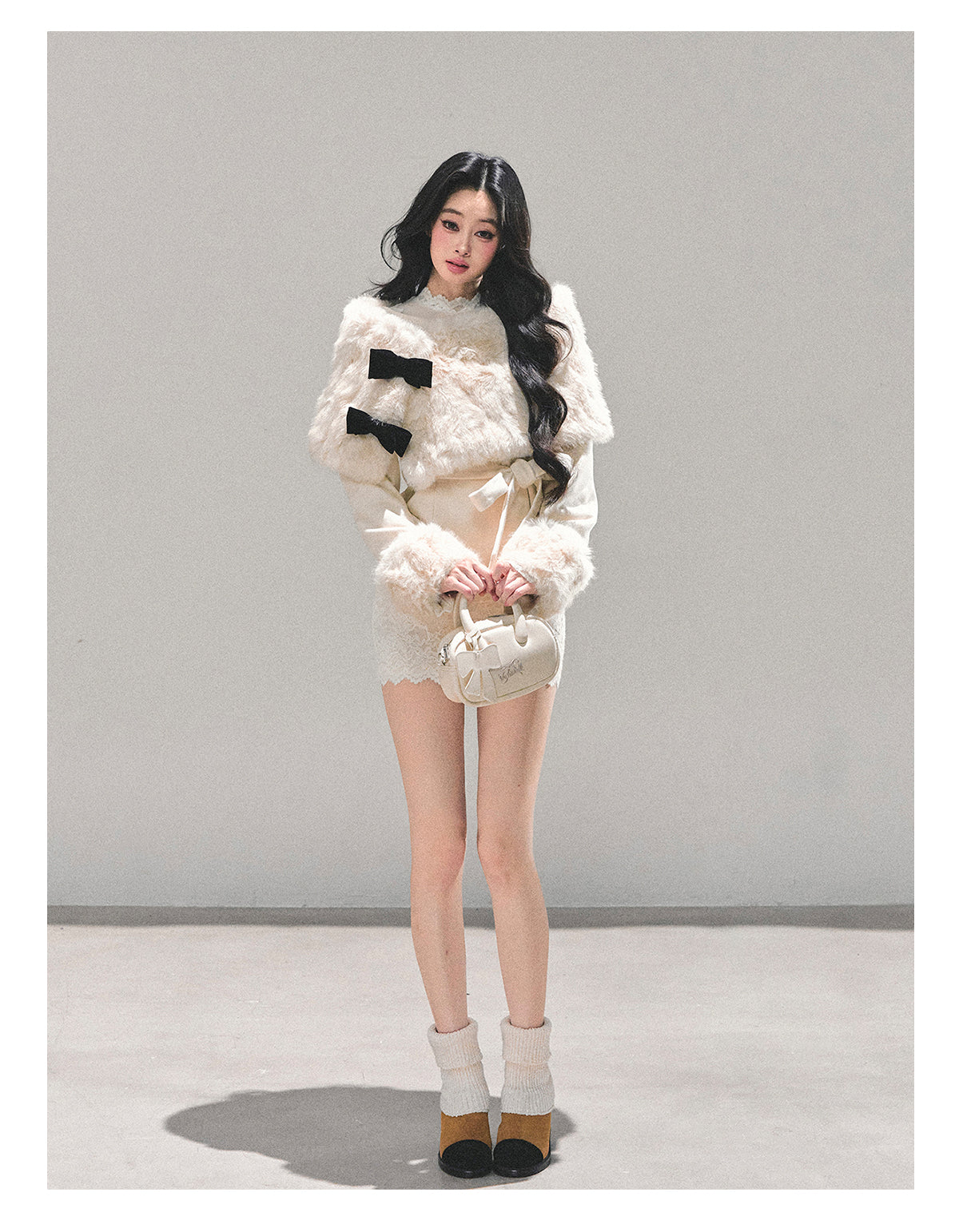 SHAOYEYAN Women's "Through Her Dreams" Luxury Winter Coat, Cloak and Shorts Trio Set