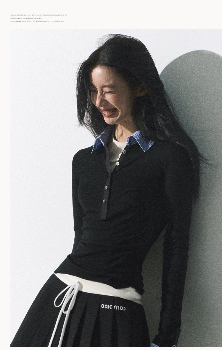 Oakmoo black pleated skirt, soft cotton, smooth satin waistband