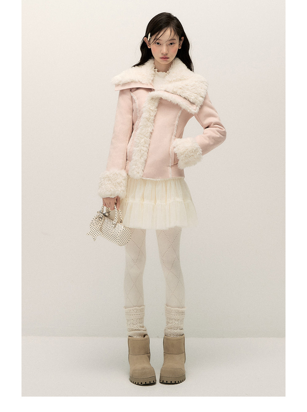 ANNATTO Original Design Winter New Style Fur Lining Coat with Lapel, Slim Fit, Warm and Comfortable - For Women