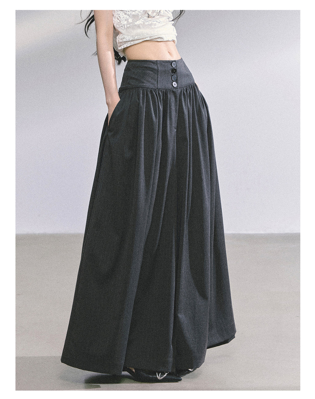 SHAOYEYAN Korean style comfortable wide leg pants for young women, loose straight leg pants, slim fit, gray long pants.