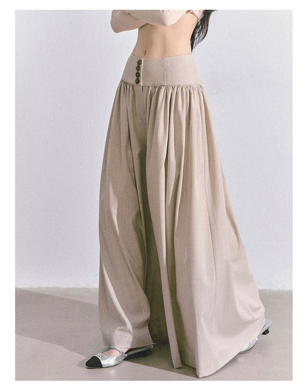 SHAOYEYAN Korean style comfortable wide leg pants for young women, loose straight leg pants, slim fit, gray long pants.