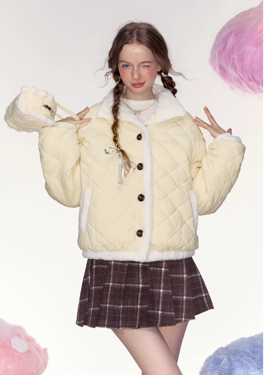 AYF Autumn retro style "Sandwich Puff" loose-fitting jacket, short, loose, comfortable, easy to wear, can be worn on both sides