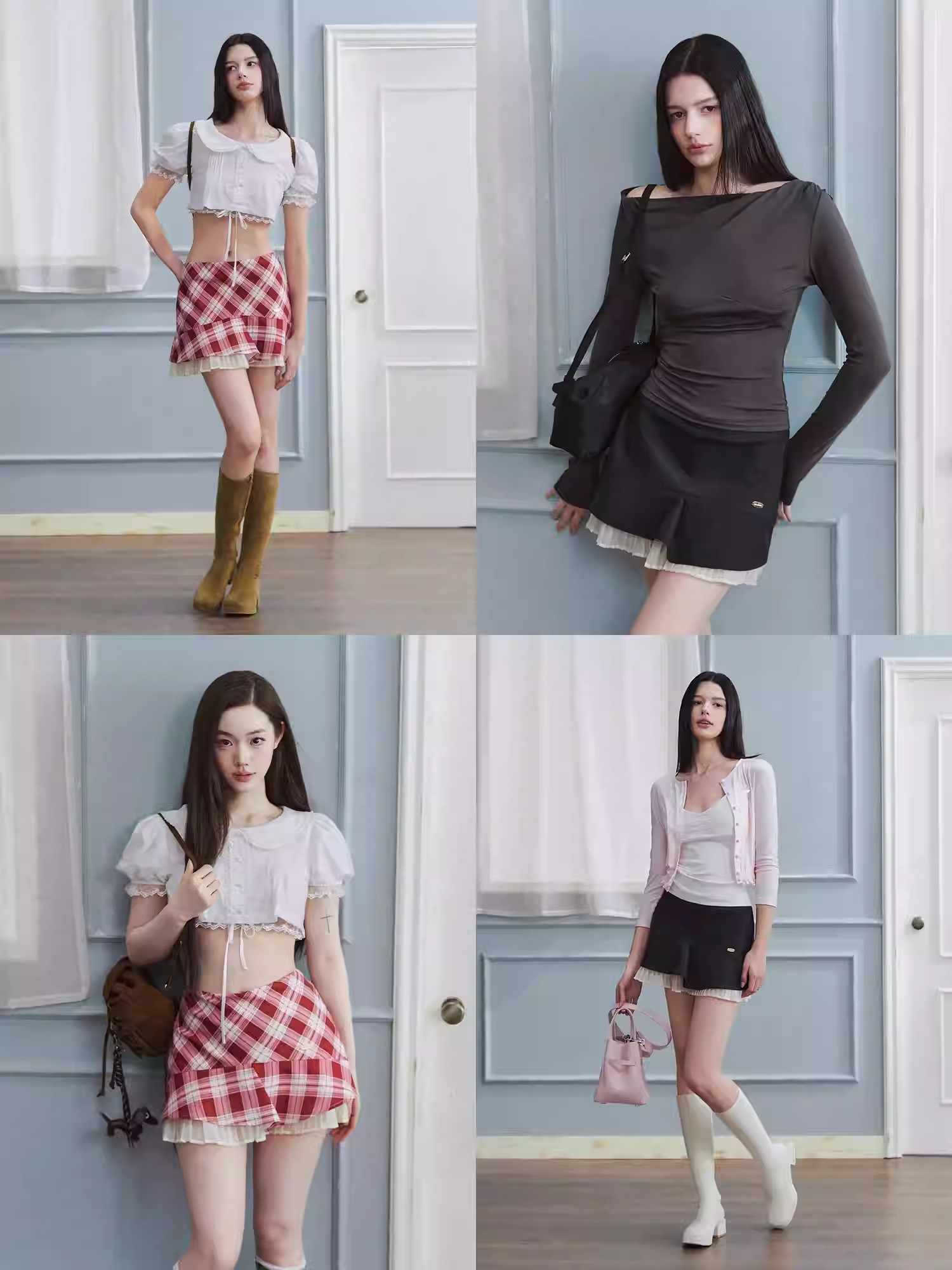 LaluneDuCiel Sea Island Waves: Irregularly pleated midi skirt, light and sweet.