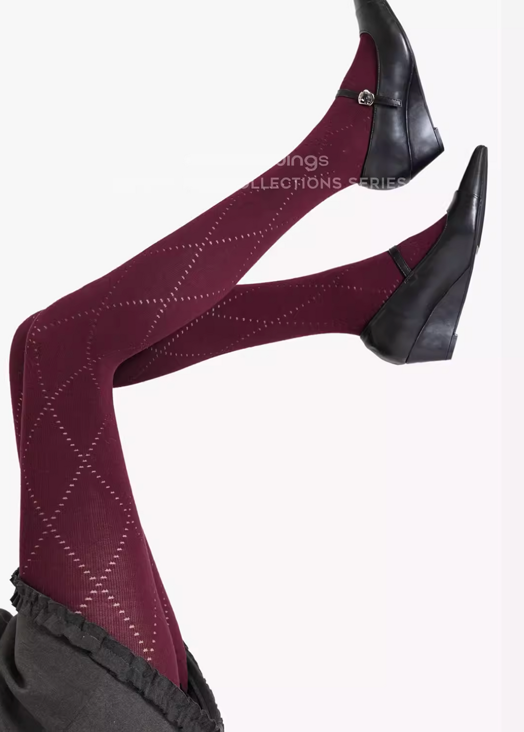 MODASWING ModaSwings women's tights in classic brown, diamond pattern, preppy style, plain cotton, gray.
