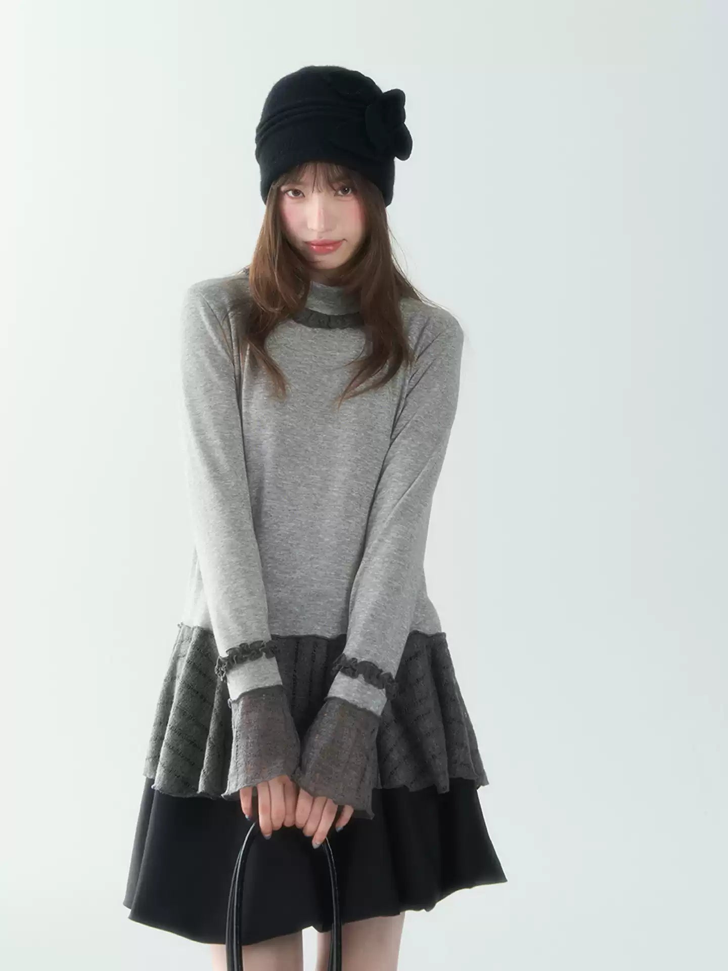 CANSTORE Women's "Dieyu Meiyi" ruffled cardigan, color-block lining, new autumn style