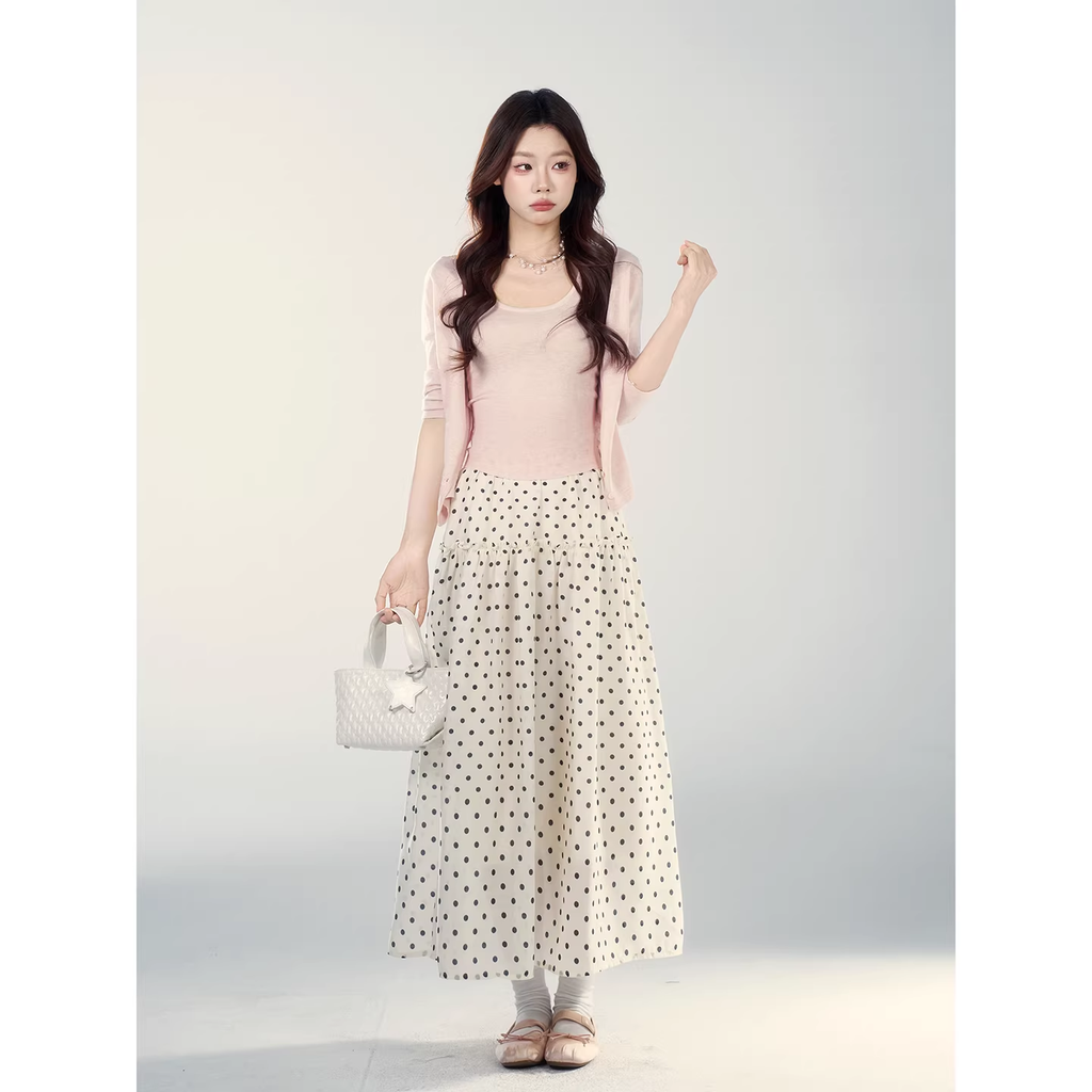 Wildberry Black polka dot midi skirt