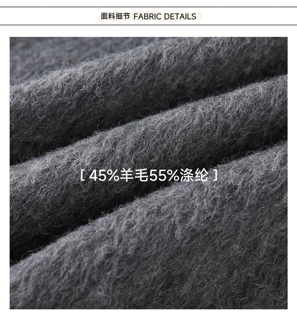 NANGOON Women's unique design loose fitting winter gray wool coat, versatile