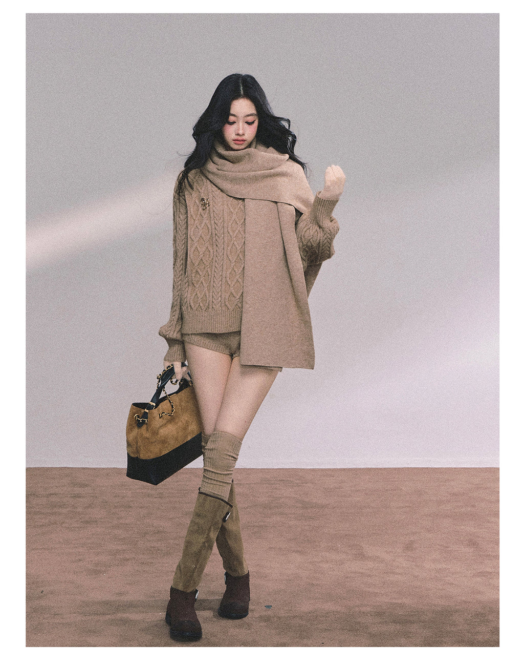 SHAOYEYAN Women's Korean Style "Zurich Student" Winter Cable Knitted Sweater Three-piece Set