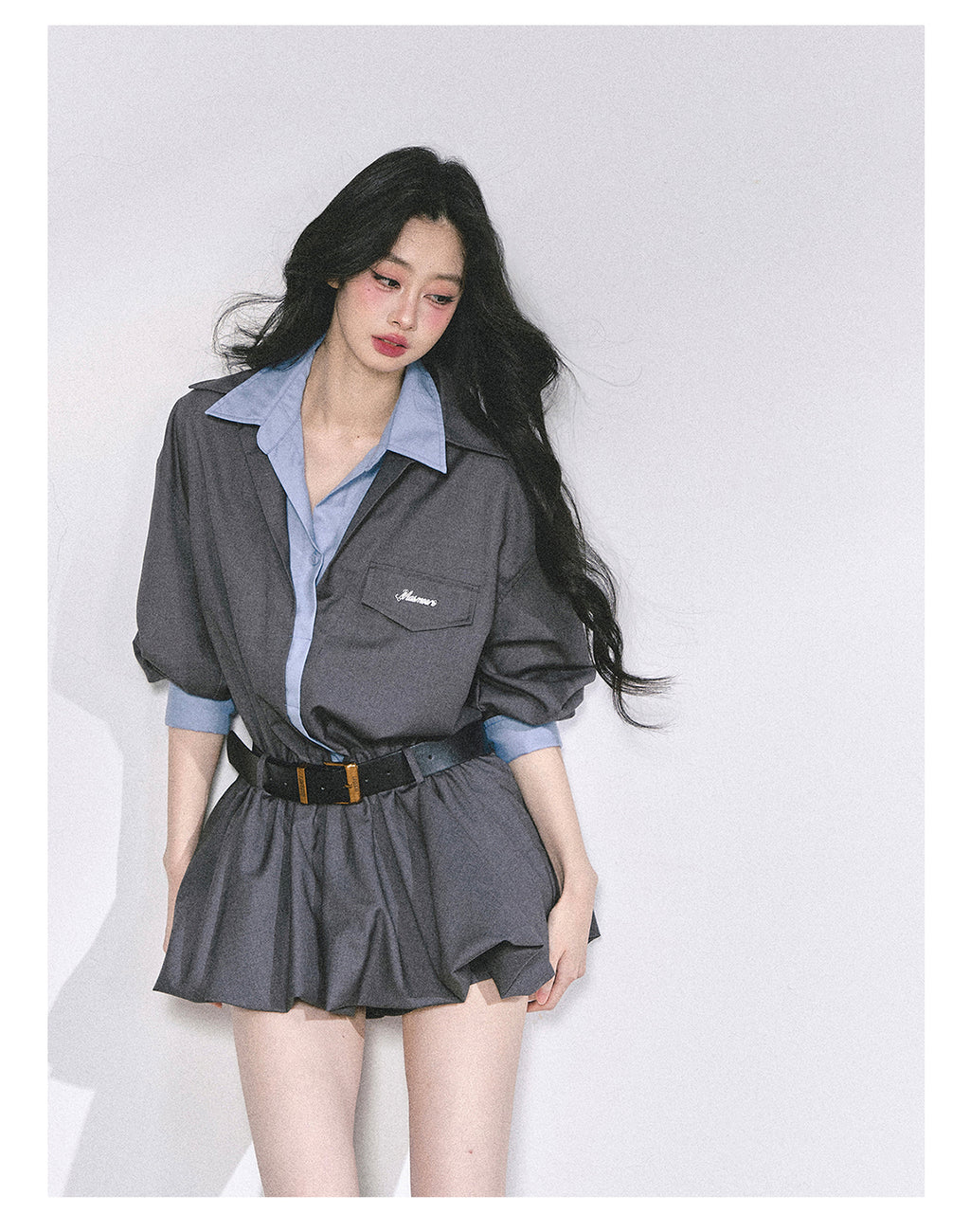 SHAOYEYAN Hepburn style shirt dress with shorts for women autumn waist hugging short skirt bright student style