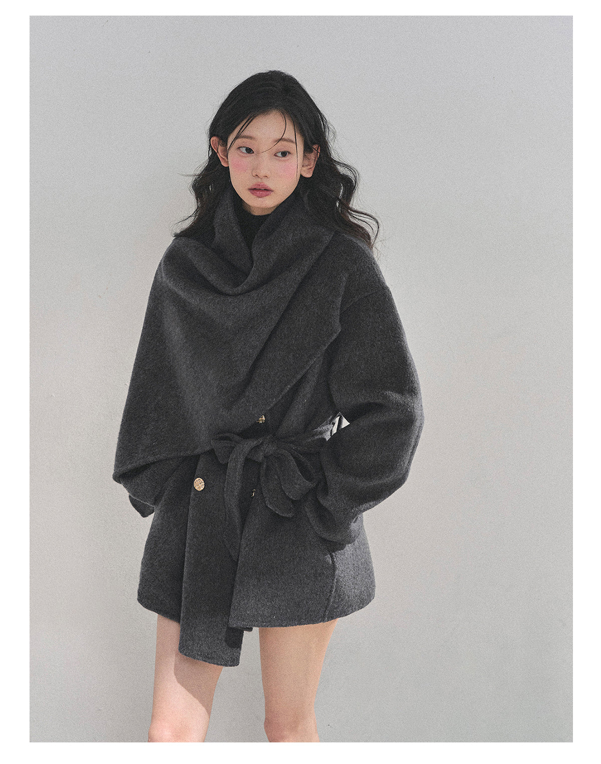 SHAOYEYAN Aomalm women's "Winter Balthore" French style English wool coat, loose double-sided wool coat.