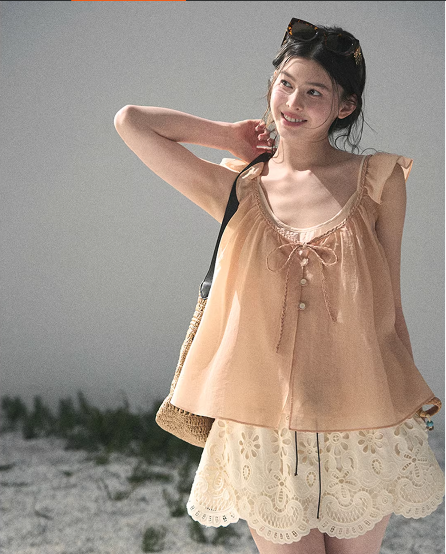 SHAOYEYAN Women's "Your Whisper" French two-piece set, including short-sleeved t-shirt and sleeveless summer babydoll top