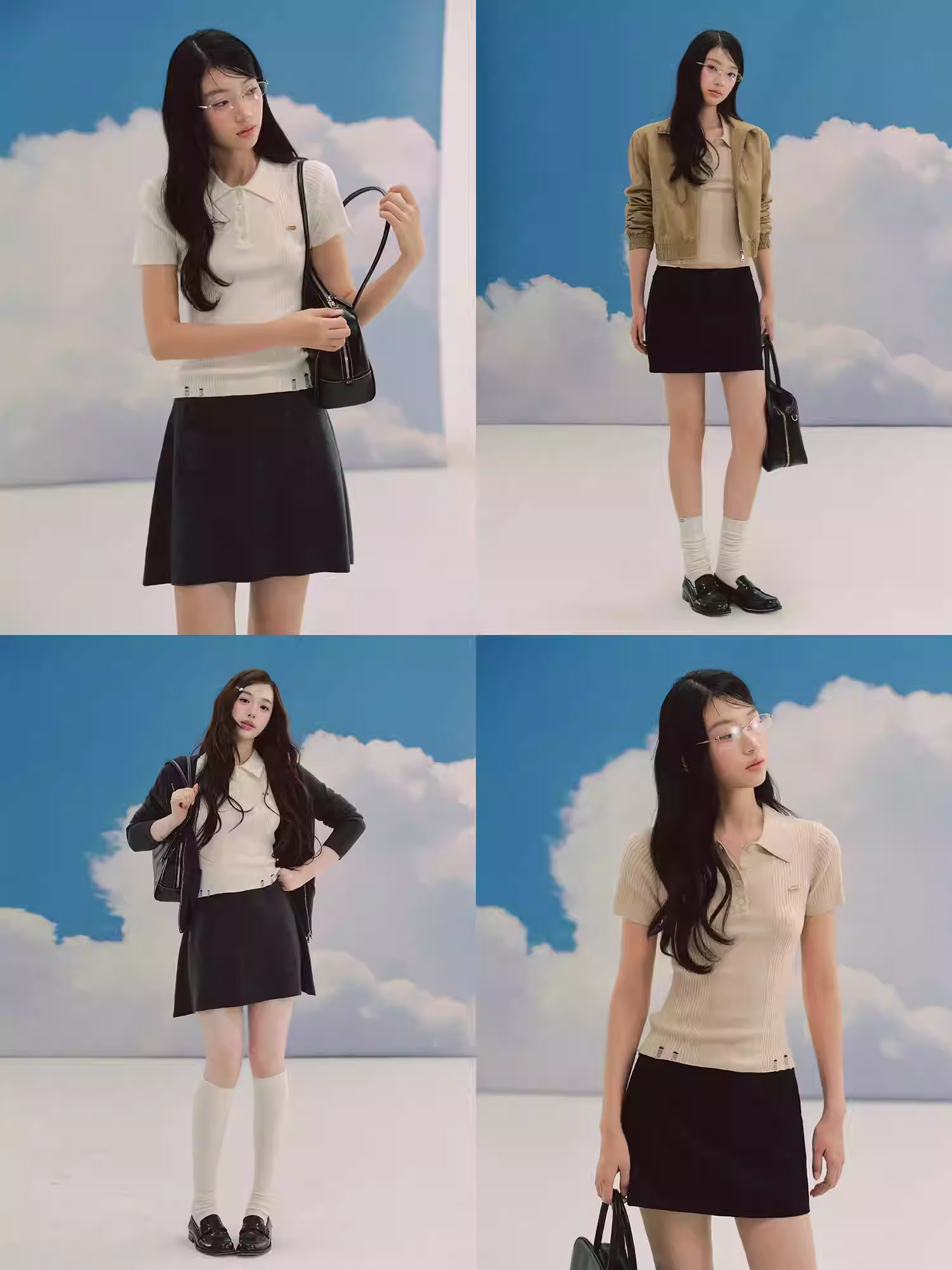 LaluneDuCiel Feminine, long-lasting, light and gentle polo neck short-sleeve sweater.
