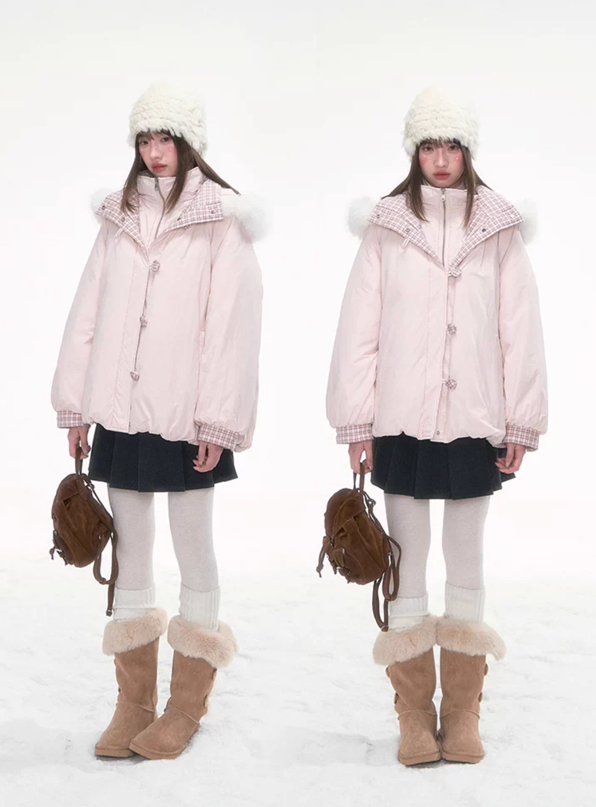 CANSTOREGIRLS "Snowy Reflections" two-piece winter coat by Canned Goods Store, 90% white faux down.