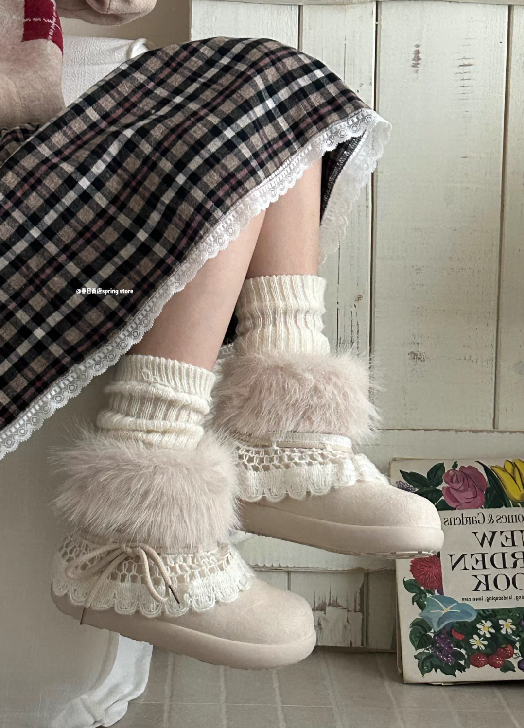 SPRINGSTORE Spring Store Women's Millennium Style Fur Snow Boots, New for 2025, Thick Fleece Lining