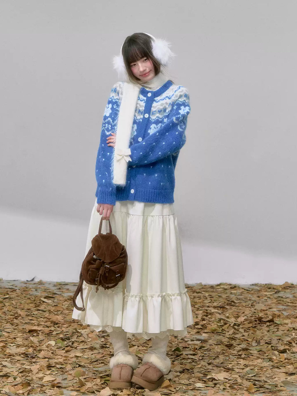 CANSTORE Canned Goods Store 'Island Blue Dream' Winter Color Block Fair Isle Raglan Knit Sweater