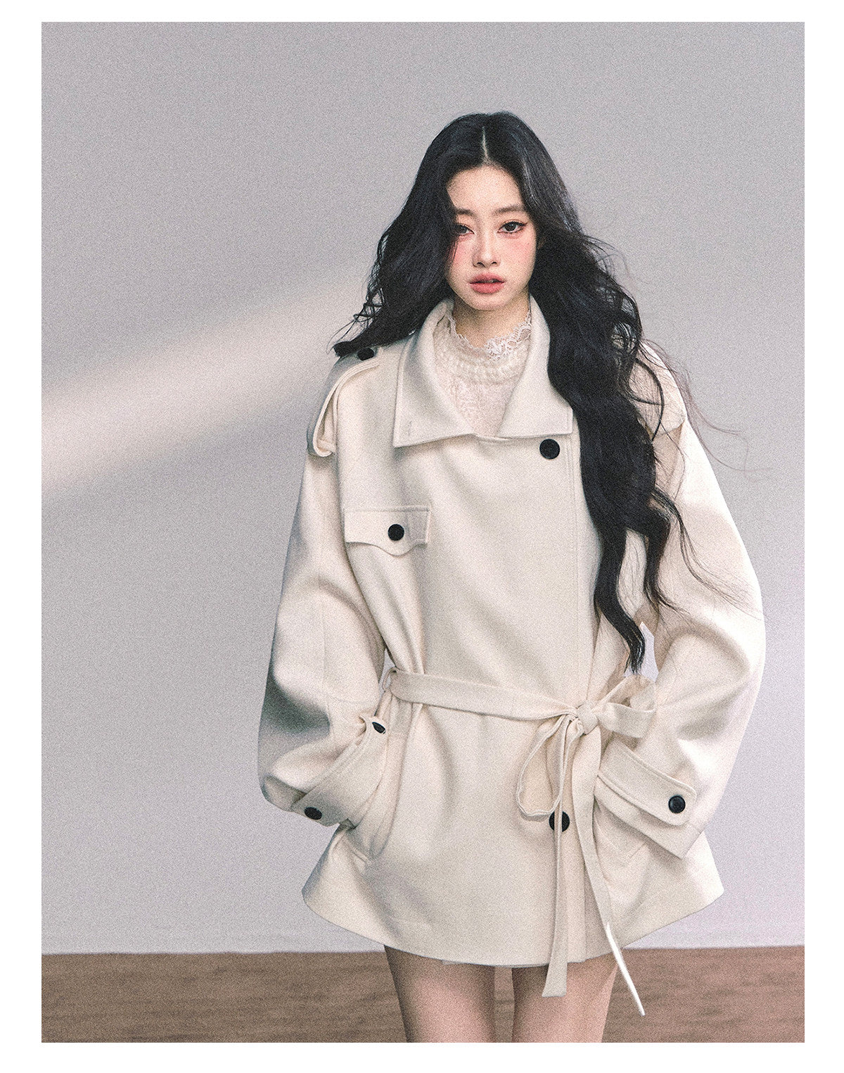 SHAOYEYAN Women's loose-fitting winter wool coat, flattering French-English style, "Shanghai Heiress"