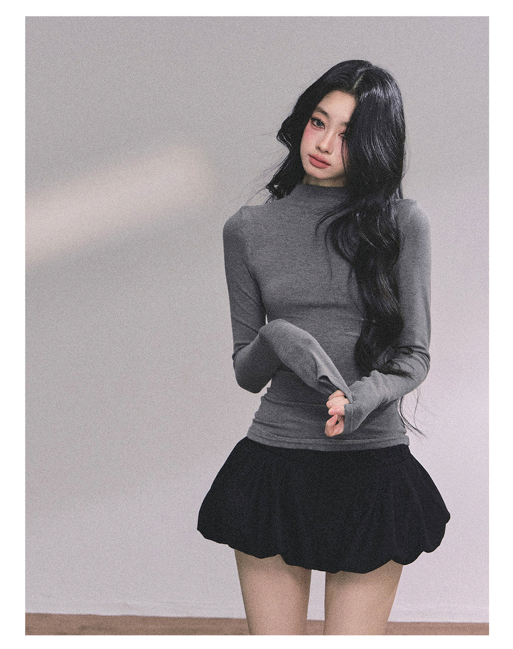 Shaoyeyan Women's Autumn All-matching Minimalist High Neck Long Sleeve Tight-Fit T-Shirt