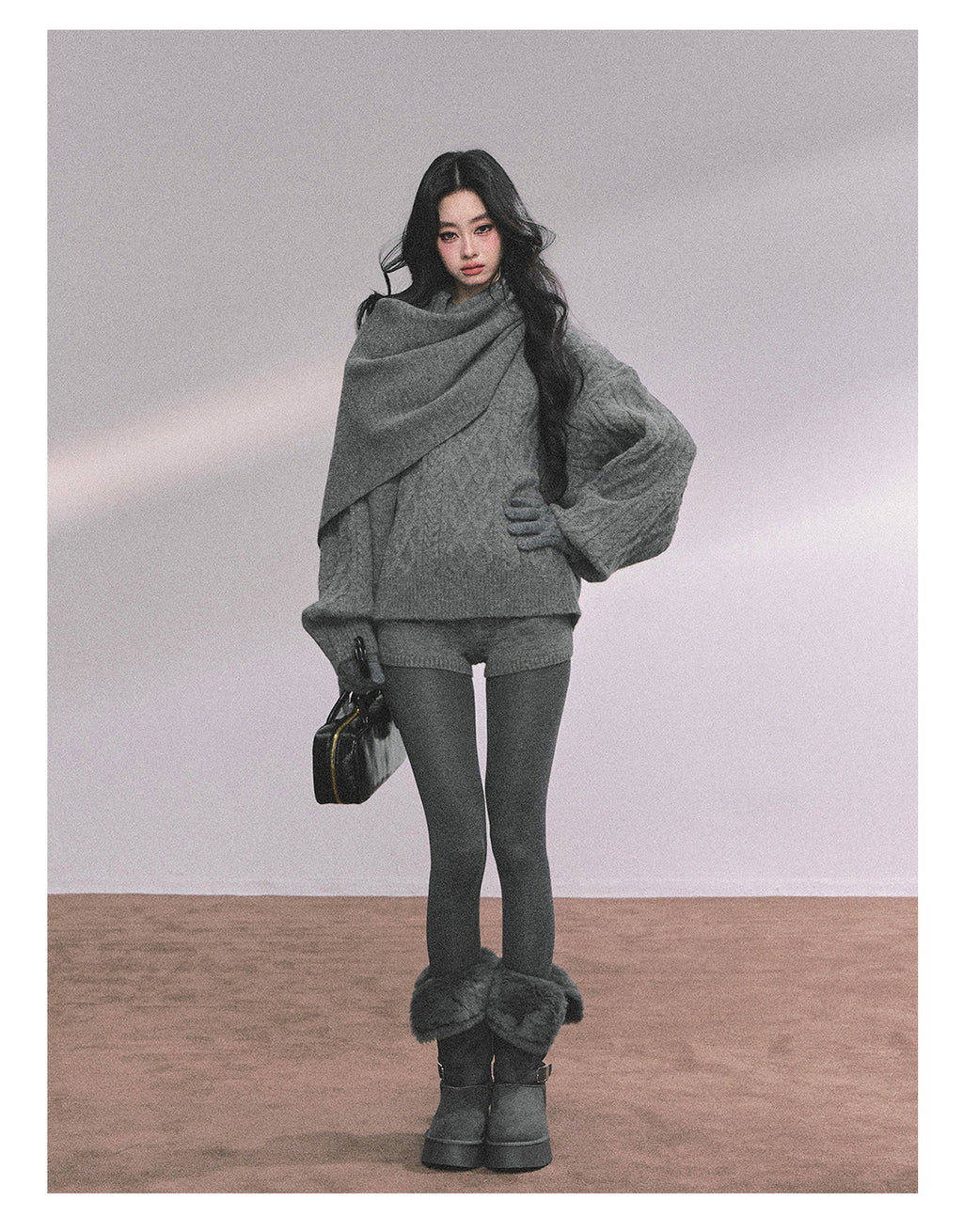 SHAOYEYAN Women's Korean Style "Zurich Student" Winter Cable Knitted Sweater Three-piece Set