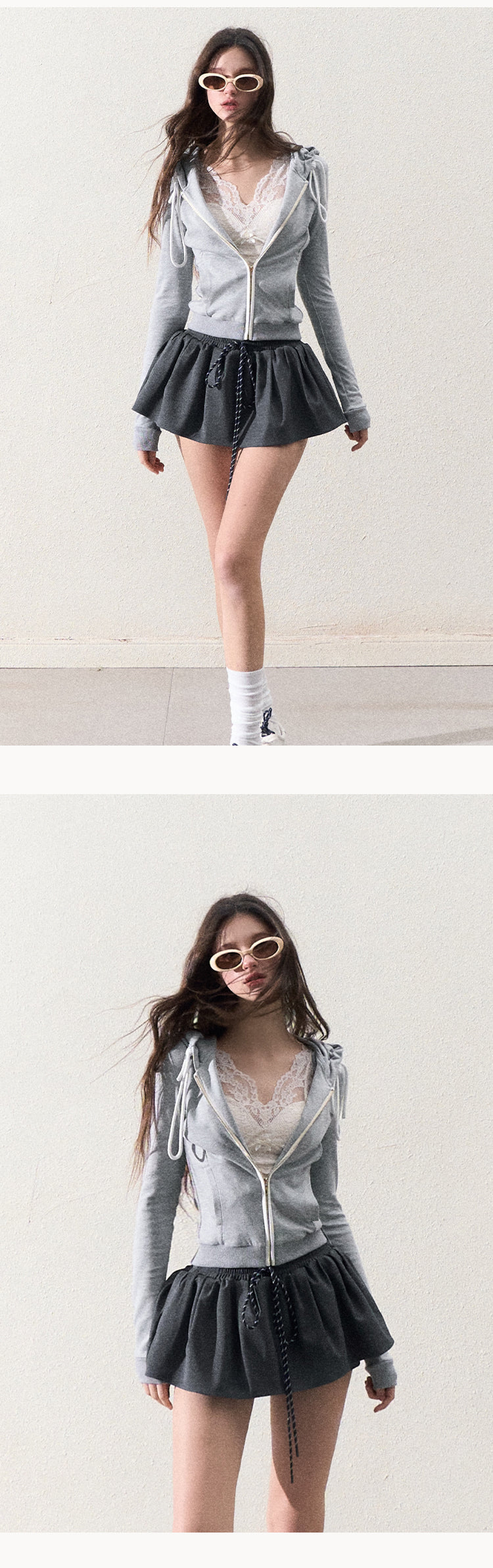 OAKMOO Multi-color stretch mini dress, drawstring, tulip skirt shape, "Lemon Scent" skirt shape, slimming and lengthening legs