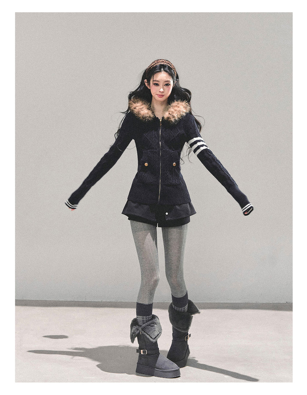 SHAOYEYAN "Only she wentby" - Women's winter American style hooded long sleeve cardigan sweater