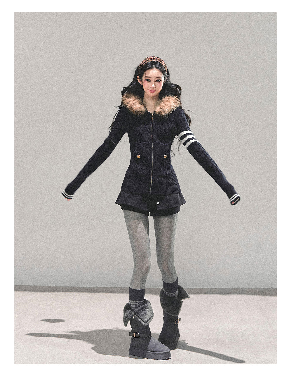 SHAOYEYAN "Only she wentby" - Women's winter American style hooded long sleeve cardigan sweater