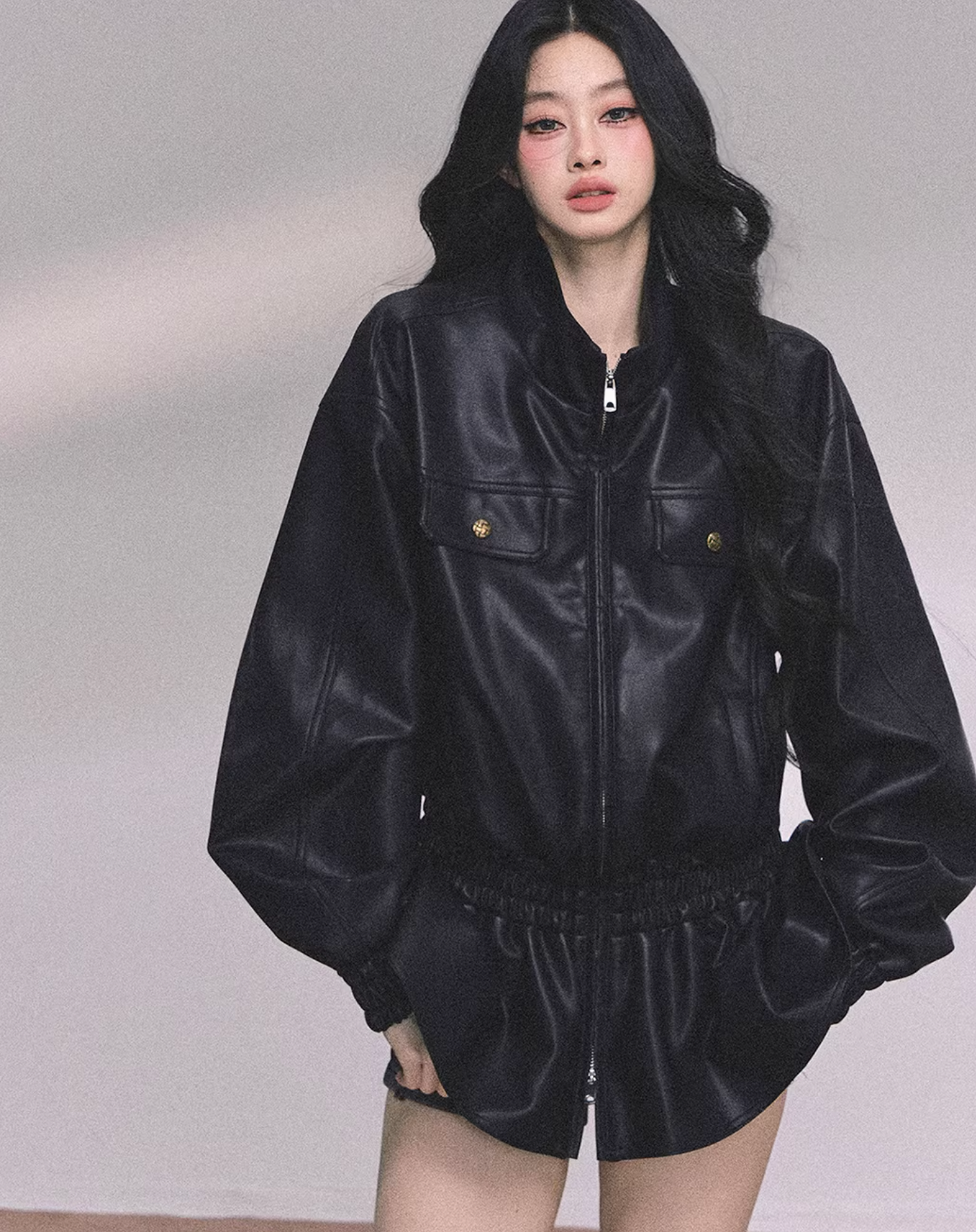 SHAOYEYAN AOMALM's fashionable and stylish "Ethiopian Wilderness" PU leather jacket for women.