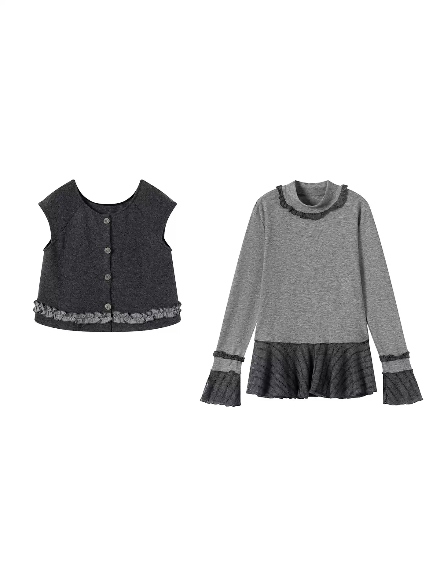 CANSTORE Women's "Dieyu Meiyi" ruffled cardigan, color-block lining, new autumn style