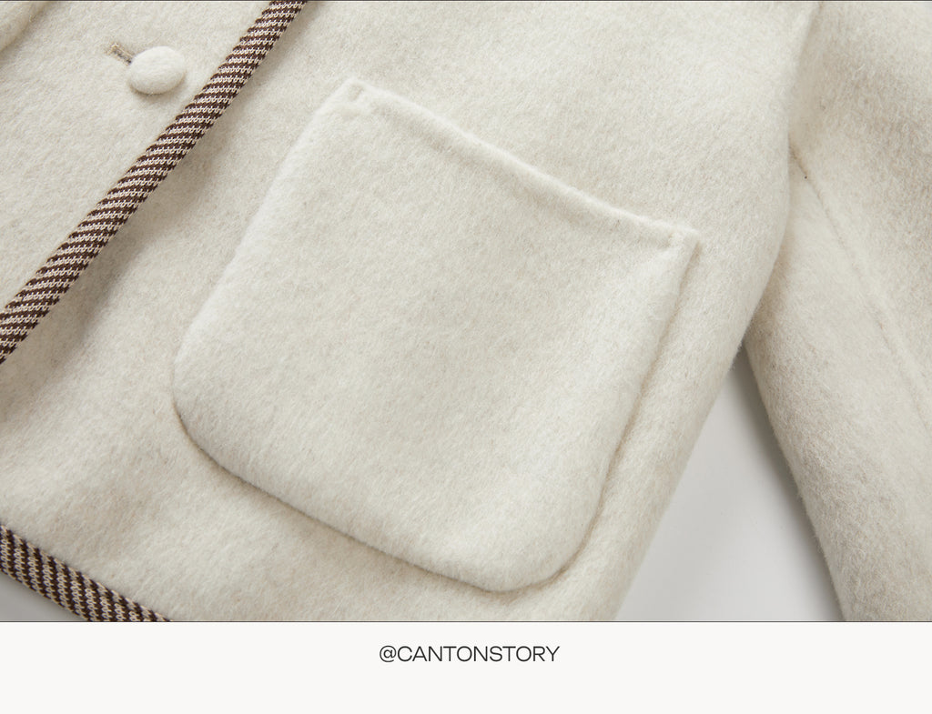 CANTONSTORY Yangcheng Story Korean style 70% wool double-sided wool coat for women winter new sweet (with handbag))