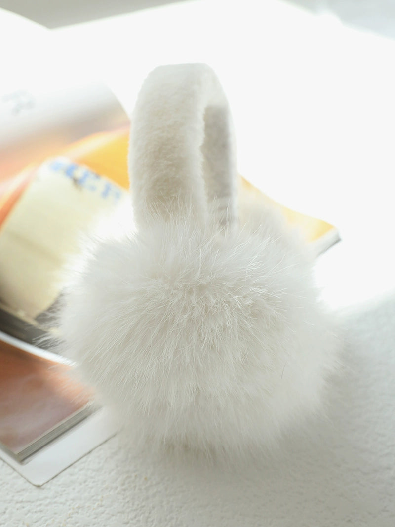 FEITIY Set Snowman Style Long Fur Scarf, Earmuffs, Gloves Gift for Women, Autumn/Winter